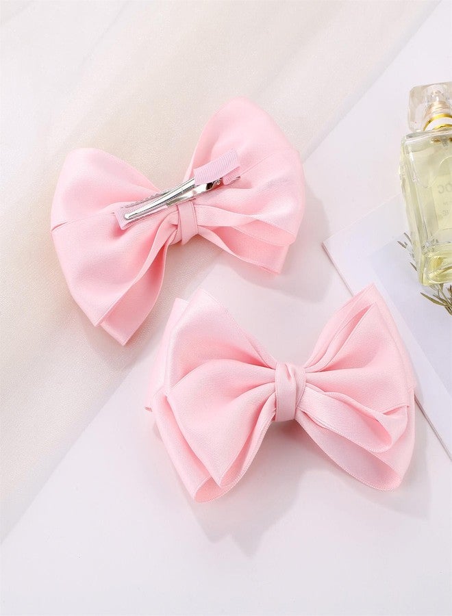 ZOLYCO Large Big 6 Inch Hair Bows for Girls Thick Ribbon Boutique Alligator Clips Hair Accessories for Baby Girls Toddlers Kids Teens 2 PCS (Pink) - Image 4